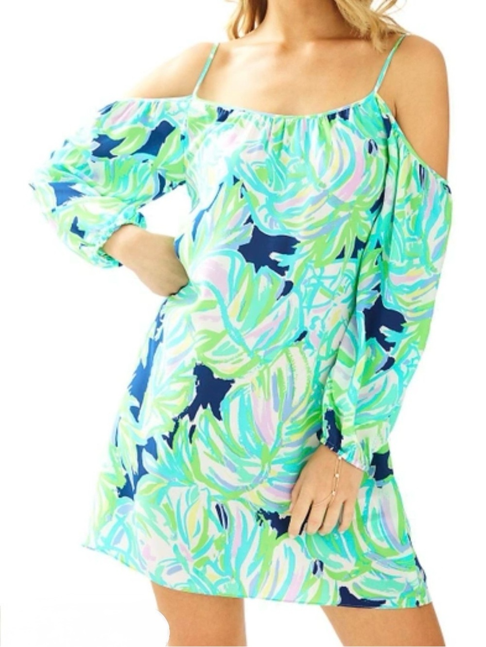 Lilly Pulitzer Candice Open Shoulder Dress Resort Navy Uptown Trunk